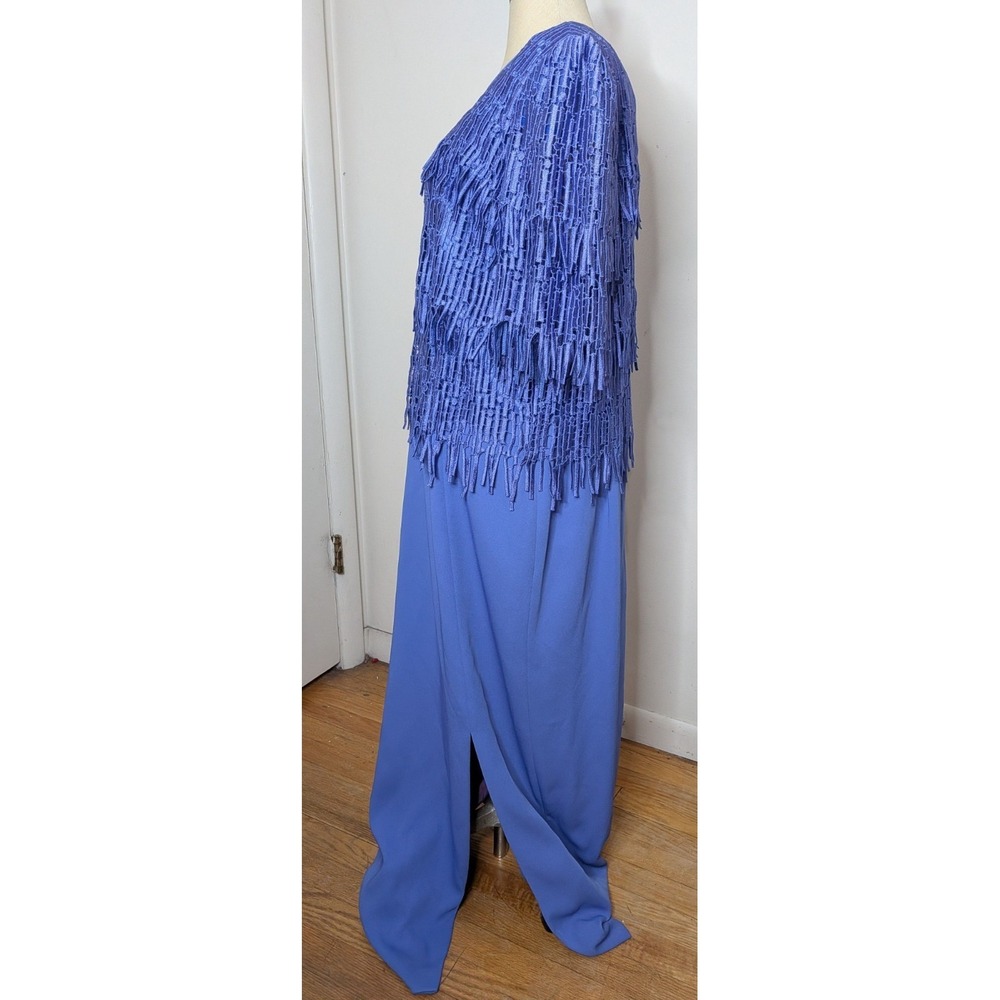 VTG Cattiva New York Lace Fringe Gown Mother Bride Wedding Guest Gatsby Sz 16W - Picture 3 of 9